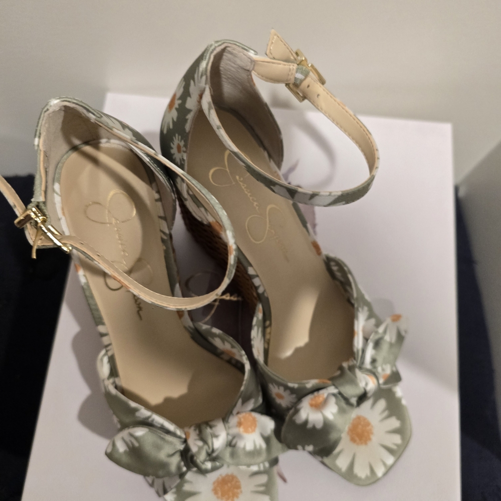 Jessica Simpson Women's Floral Wedge Sandals - Green - Picture 5 of 7
